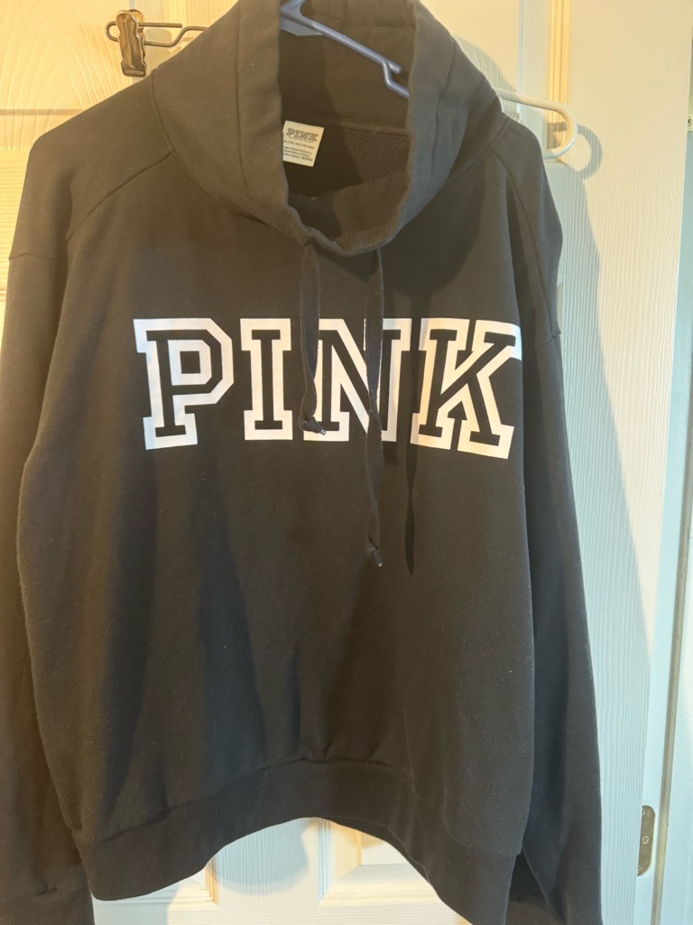 Victoria Secret PINK Black Hoodie with White Logo